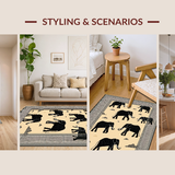 Ultra Soft Area Rug, Non Slip, Stain Resistant, Washable Area Rugs for Living Room, Bedroom, Rustic Cocoa-Black Animal Motif(Beige)