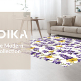 Ultra Soft Area Rug, Non Slip, Stain Resistant, Washable Area Rugs for Living Room, Bedroom, Vibrant Springtime Garden Motif(Purple)