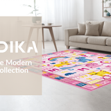 Ultra Soft Area Rug, Non Slip, Stain Resistant, Washable Area Rugs for Living Room, Bedroom, Fun Engaging Cartoon Character Motif(Pink)