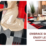 Ultra Soft Area Rug, Non Slip, Stain Resistant, Washable Area Rugs for Living Room, Bedroom, Dynamic Monochrome Rhythm Patterns(Red)