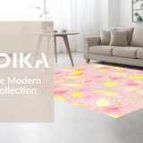 Ultra Soft Area Rug, Non Slip, Stain Resistant, Washable Area Rugs for Living Room, Bedroom, Contemporary Floral Artful Display(Pink)