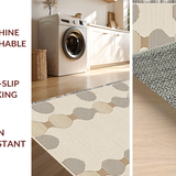 Ultra Soft Area Rug, Non Slip, Stain Resistant, Washable Area Rugs for Living Room, Bedroom, Rustic Textured Scalloped Aesthetic(Beige)