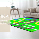 Ultra Soft Area Rug, Non Slip, Stain Resistant, Washable Area Rugs for Living Room, Bedroom, Dynamic Roadway Exploration Design(Green)