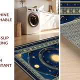 Ultra Soft Area Rug, Non Slip, Stain Resistant, Washable Area Rugs for Living Room, Bedroom, Stylish Earthy Trellis Influence(Blue)