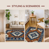 Ultra Soft Area Rug, Non Slip, Stain Resistant, Washable Area Rugs for Living Room, Bedroom, Artful Tiled Geometric Arrangement(Brown)