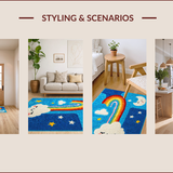 Ultra Soft Area Rug, Non Slip, Stain Resistant, Washable Area Rugs for Living Room, Bedroom, Whimsical Earth-Toned Nursery Playroom Rug(Blue)