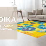 Ultra Soft Area Rug, Non Slip, Stain Resistant, Washable Area Rugs for Living Room, Bedroom, Dynamic Modern Brushstroke Design(Yellow)