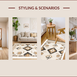 Ultra Soft Area Rug, Non Slip, Stain Resistant, Washable Area Rugs for Living Room, Bedroom, Stylish Modern Diamond Pattern(Beige)
