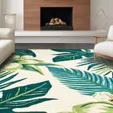 Ultra Soft Area Rug, Non Slip, Stain Resistant, Washable Area Rugs for Living Room, Bedroom, Lively Tropical Floral Arrangement(White)
