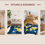 Ultra Soft Area Rug, Non Slip, Stain Resistant, Washable Area Rugs for Living Room, Bedroom, Chic Earth Design Playroom Non-Slip Rug(Blue)