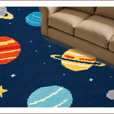 Ultra Soft Area Rug, Non Slip, Stain Resistant, Washable Area Rugs for Living Room, Bedroom, Cute Colorful Space Carpet for Boys Bedroom(Blue)
