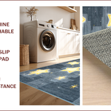 Ultra Soft Area Rug, Non Slip, Stain Resistant, Washable Area Rugs for Living Room, Bedroom, Celestial Nighttime Star Motif(Gray)
