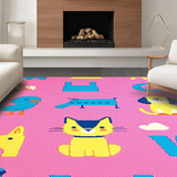Ultra Soft Area Rug, Non Slip, Stain Resistant, Washable Area Rugs for Living Room, Bedroom, Interactive Colorful Child-Friendly Graphics(Pink)