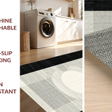 Ultra Soft Area Rug, Non Slip, Stain Resistant, Washable Area Rugs for Living Room, Bedroom, Outdoor Entry Stripe Rug Chic Layered Porch Accent Welcome Mat Design(Black)