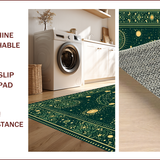 Ultra Soft Area Rug, Non Slip, Stain Resistant, Washable Area Rugs for Living Room, Bedroom, Whimsical Dark Green Celestial Bedroom Area Rug(Green)