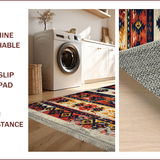 Ultra Soft Area Rug, Non Slip, Stain Resistant, Washable Area Rugs for Living Room, Bedroom, Boho Geometric Bedroom Low Pile Distressed Rug(Red)