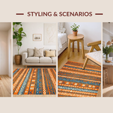 Ultra Soft Area Rug, Non Slip, Stain Resistant, Washable Area Rugs for Living Room, Bedroom, Modern Ethnic Tiled Design(Orange)
