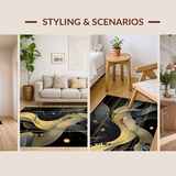 Ultra Soft Area Rug, Non Slip, Stain Resistant, Washable Area Rugs for Living Room, Bedroom, Refined Contemporary Tiled Aesthetics(Gold)