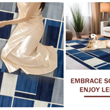 Ultra Soft Area Rug, Non Slip, Stain Resistant, Washable Area Rugs for Living Room, Bedroom, Chic Blue Geometric Design(Blue)