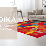 Ultra Soft Area Rug, Non Slip, Stain Resistant, Washable Area Rugs for Living Room, Bedroom, Colorful Modern Artful Round(Red)