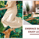 Ultra Soft Area Rug, Non Slip, Stain Resistant, Washable Area Rugs for Living Room, Bedroom, Tropical Animal Motif Delight(Green)