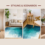 Ultra Soft Area Rug, Non Slip, Stain Resistant, Washable Area Rugs for Living Room, Bedroom, Abyss Gradient Rug, Seafoam Accent, Modern Distressed Print(Blue)