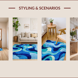 Ultra Soft Area Rug, Non Slip, Stain Resistant, Washable Area Rugs for Living Room, Bedroom, Abstract Wave Design(Blue)