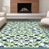 Ultra Soft Area Rug, Non Slip, Stain Resistant, Washable Area Rugs for Living Room, Bedroom, Sophisticated Abstract Green Hues(White)