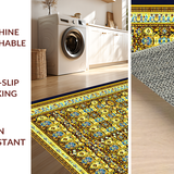 Ultra Soft Area Rug, Non Slip, Stain Resistant, Washable Area Rugs for Living Room, Bedroom, Modern Cheerful Patterned Welcome(Gold)