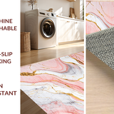 Ultra Soft Area Rug, Non Slip, Stain Resistant, Washable Area Rugs for Living Room, Bedroom, Sophisticated Rose Gold Brush Strokes(Pink)