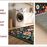 Ultra Soft Area Rug, Non Slip, Stain Resistant, Washable Area Rugs for Living Room, Bedroom, Washable Floral Fantasy(Black)