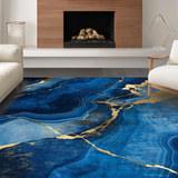 Ultra Soft Area Rug, Non Slip, Stain Resistant, Washable Area Rugs for Living Room, Bedroom, Contemporary Swirling Marble Design(Blue)