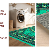 Ultra Soft Area Rug, Non Slip, Stain Resistant, Washable Area Rugs for Living Room, Bedroom, Boho Medallion Forest Green Living Room Rug(Green)