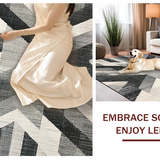 Ultra Soft Area Rug, Non Slip, Stain Resistant, Washable Area Rugs for Living Room, Bedroom, Entry Rug: Woven Graphic Lines Floor Art Doormat(Gray)