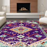 Ultra Soft Area Rug, Non Slip, Stain Resistant, Washable Area Rugs for Living Room, Bedroom, Vibrant Abstract Distressed Motif(Purple)