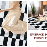 Ultra Soft Area Rug, Non Slip, Stain Resistant, Washable Area Rugs for Living Room, Bedroom, Vintage Checkerboard Living Room Area Rug(Black)