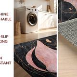 Ultra Soft Area Rug, Non Slip, Stain Resistant, Washable Area Rugs for Living Room, Bedroom, Sweet Bow Decor Rug with Artistic Curvy Bow Design and Chic Preppy Graphics(Pink)