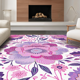 Ultra Soft Area Rug, Non Slip, Stain Resistant, Washable Area Rugs for Living Room, Bedroom, Rustic Multi-Tone Floral Fusion(Purple)