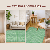 Ultra Soft Area Rug, Non Slip, Stain Resistant, Washable Area Rugs for Living Room, Bedroom, Serene Modern Linear Pattern Fusion(Green)