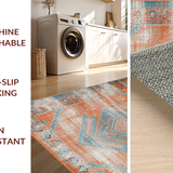 Ultra Soft Area Rug, Non Slip, Stain Resistant, Washable Area Rugs for Living Room, Bedroom, Contemporary Vibrant Abstract Elements(Orange)