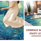 Ultra Soft Area Rug, Non Slip, Stain Resistant, Washable Area Rugs for Living Room, Bedroom, Seaside Creature Inspired with Oceanic Dolphin, Octopus, and Fish School(Blue)