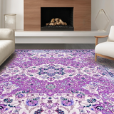 Ultra Soft Area Rug, Non Slip, Stain Resistant, Washable Area Rugs for Living Room, Bedroom, Whimsical Lavender Garden Design(Purple)