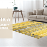Ultra Soft Area Rug, Non Slip, Stain Resistant, Washable Area Rugs for Living Room, Bedroom, Stylish Earthy Toned Geometric Art(Gold)