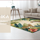 Ultra Soft Area Rug, Non Slip, Stain Resistant, Washable Area Rugs for Living Room, Bedroom, Tropical Flora Artistic Arrangement(Beige)