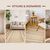 Ultra Soft Area Rug, Non Slip, Stain Resistant, Washable Area Rugs for Living Room, Bedroom, Elegant Solid Organic Aesthetic(Beige)