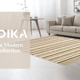 Ultra Soft Area Rug, Non Slip, Stain Resistant, Washable Area Rugs for Living Room, Bedroom, Rustic Striped High-Low Visual Appeal(Beige)