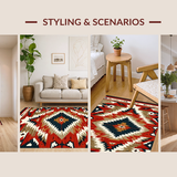 Ultra Soft Area Rug, Non Slip, Stain Resistant, Washable Area Rugs for Living Room, Bedroom, Vibrant Navajo Inspired Graphic Style(Red)
