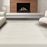 Ultra Soft Area Rug, Non Slip, Stain Resistant, Washable Area Rugs for Living Room, Bedroom, Serene Earthy Striped Elegance(Gray)
