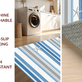 Ultra Soft Area Rug, Non Slip, Stain Resistant, Washable Area Rugs for Living Room, Bedroom, Whimsical Striped Seaside Charm(Blue)