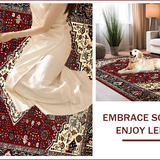 Ultra Soft Area Rug, Non Slip, Stain Resistant, Washable Area Rugs for Living Room, Bedroom, Chic Red Floral Geometry Blend(Red)
